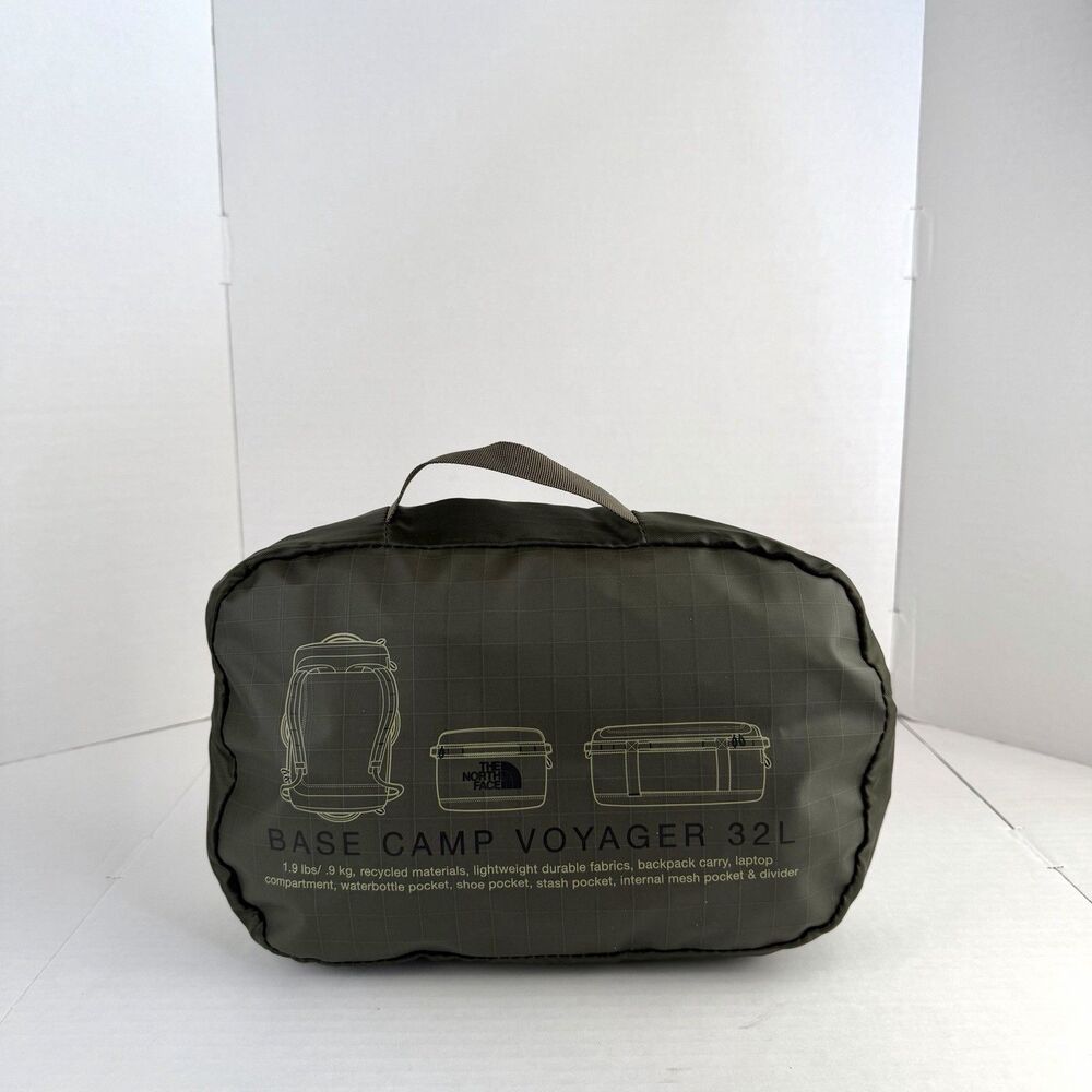 The North Face Base Camp Voyager 32L Duffel Bag Taupe Green Backpack - Picture 16 of 16